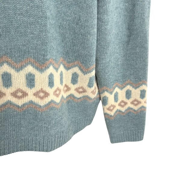 Woolovers Button Neck Nordic Fair Isle Sweater Womens Medium Lambswool FS-1397 - Picture 4 of 7